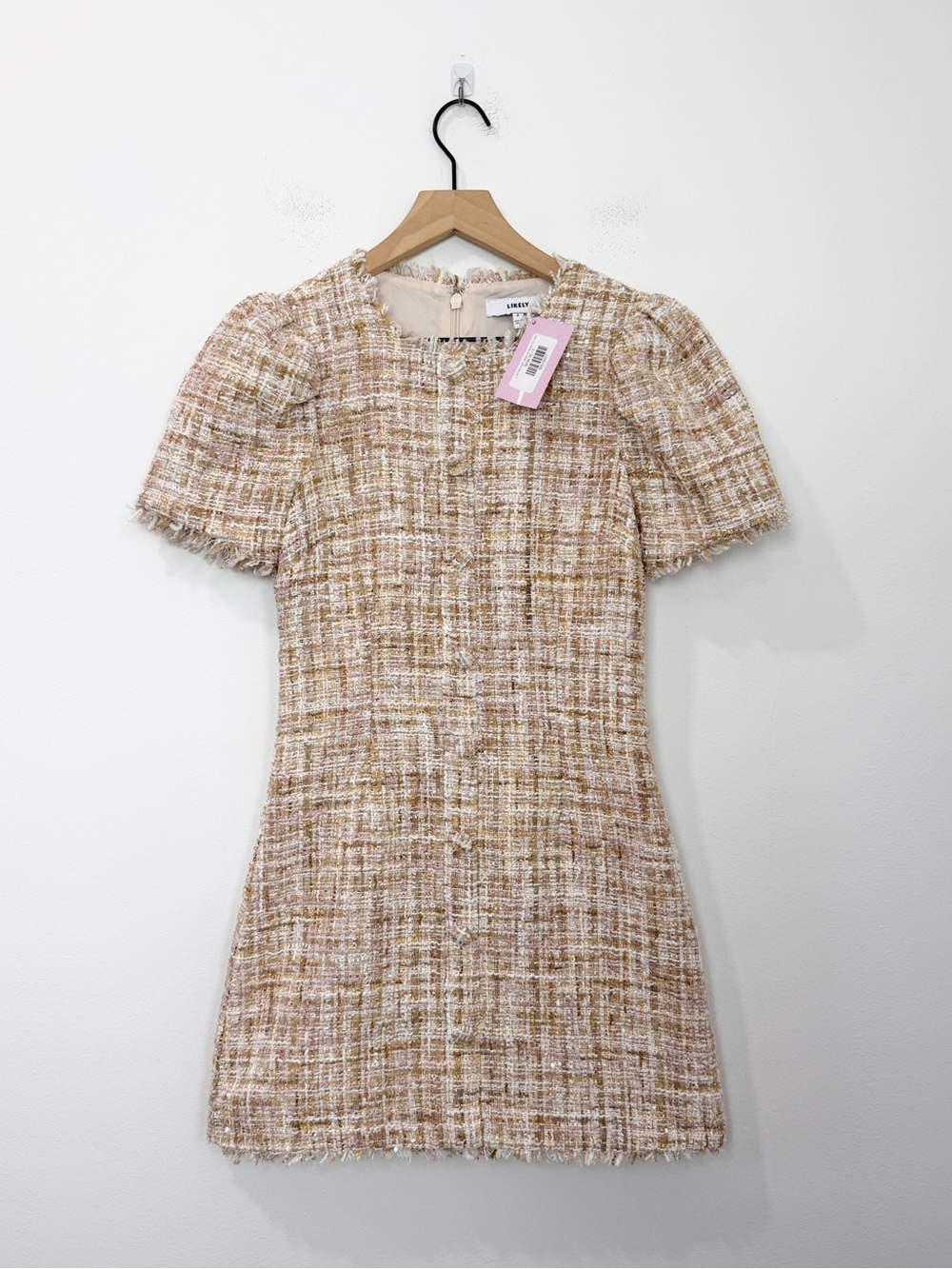 Likely Meredith Dress Champagne Multi Beige Tweed Size 2